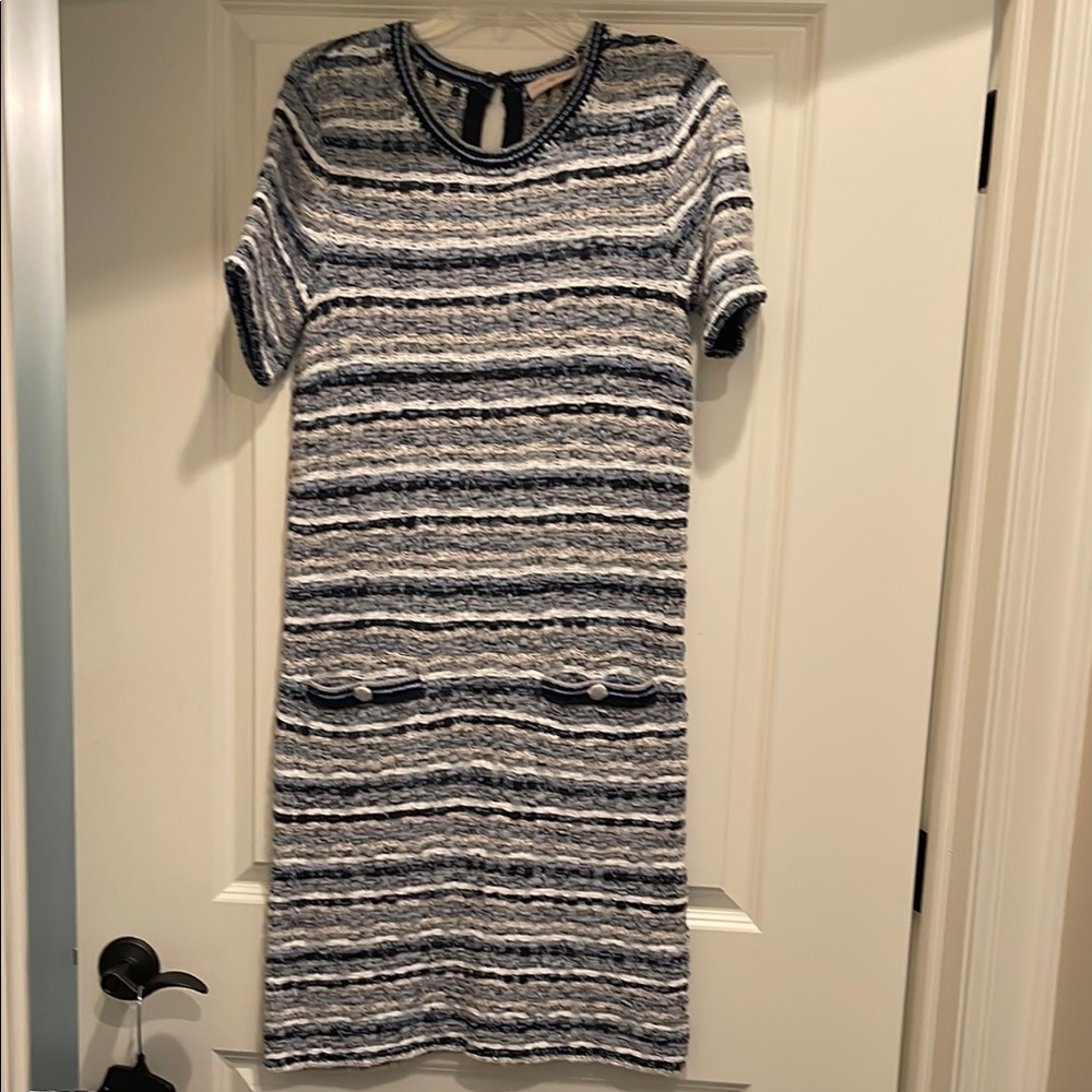 Tory Burch Black and White Sheath Midi Dress